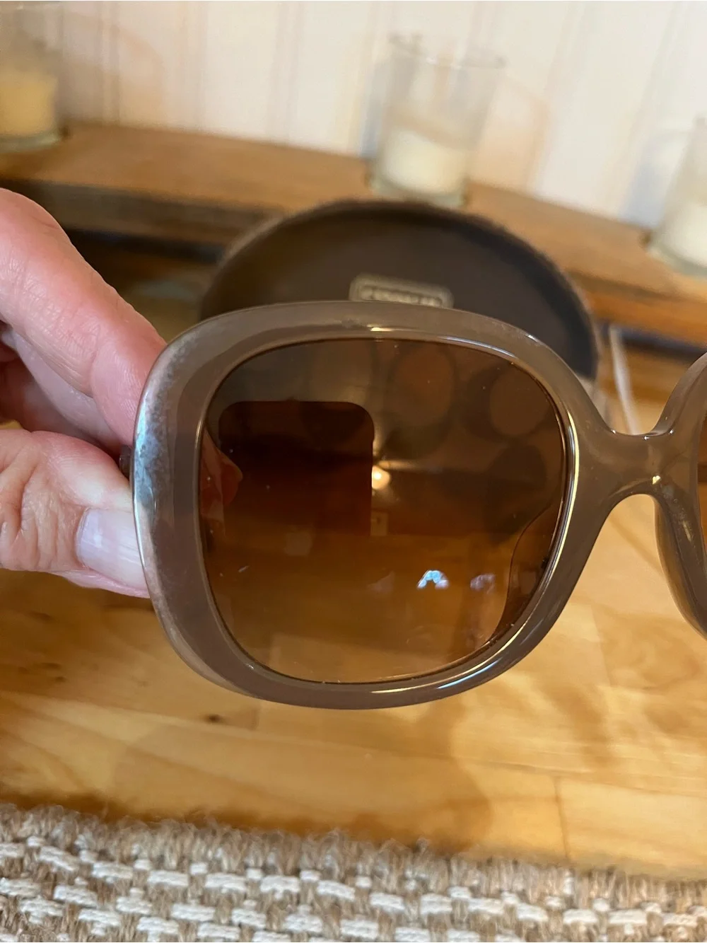 Coach Oversized Milky Beige Sunglasses with case